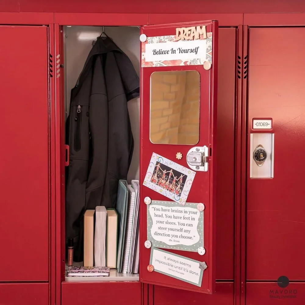 Magnetic Locker Mirror | 7x9in Acrylic - Unbreakable | Sleek Frameless | Glassle